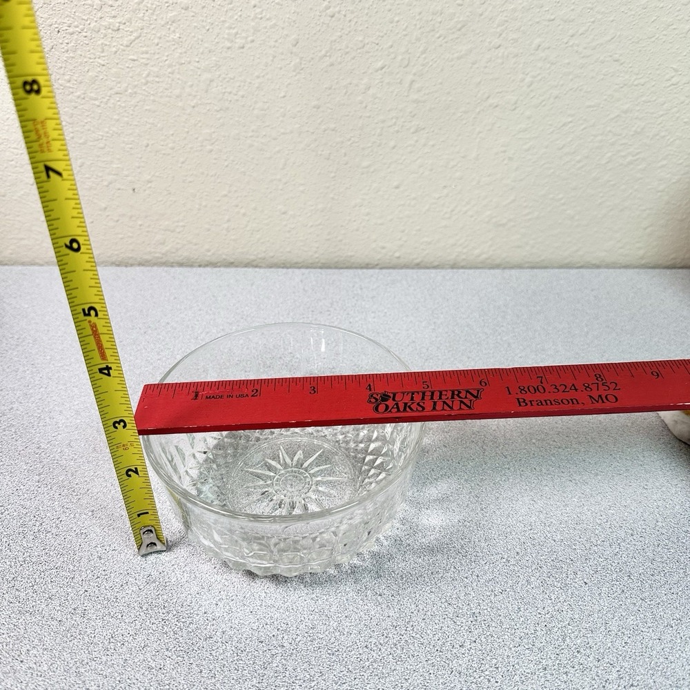 Set of 6 Vintage ARCOROC FRANCE Starburst Diamond Pattern Clear Glass 5" Bowls - Picture 9 of 9